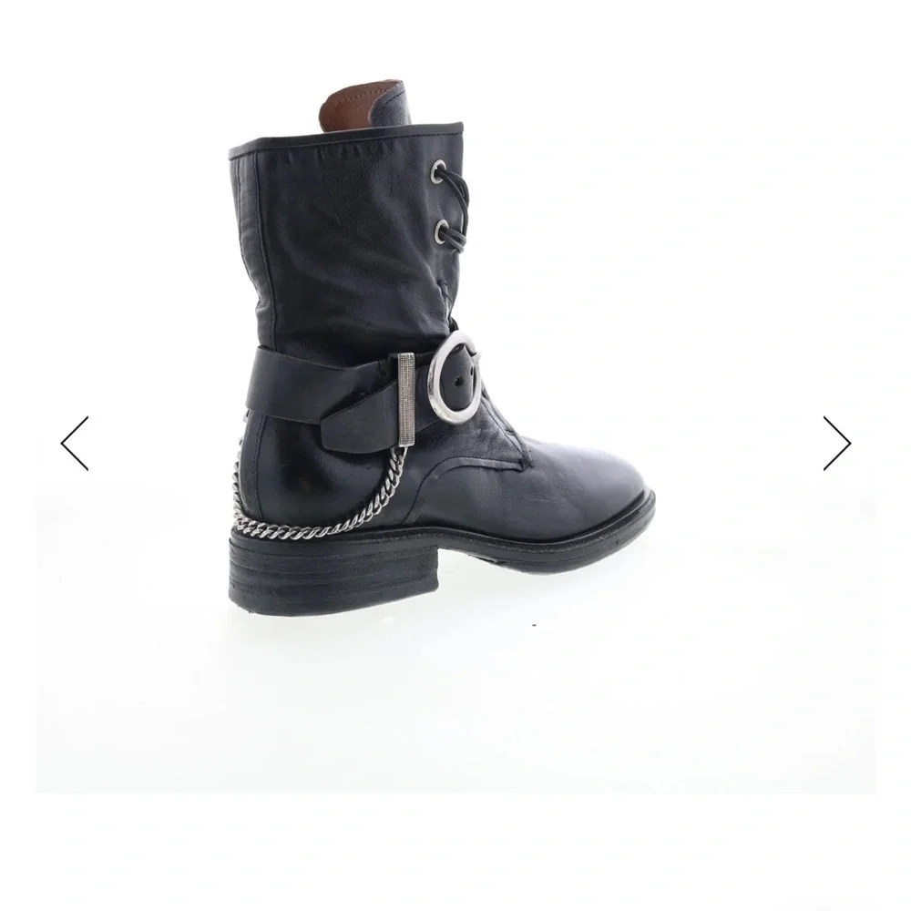 A.S.98 “Faust” Black Leather Combat Boots with Silver Accents - Picture 11 of 11